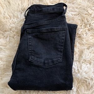 FREE PEOPLE DISTRESSED LACE JEANS